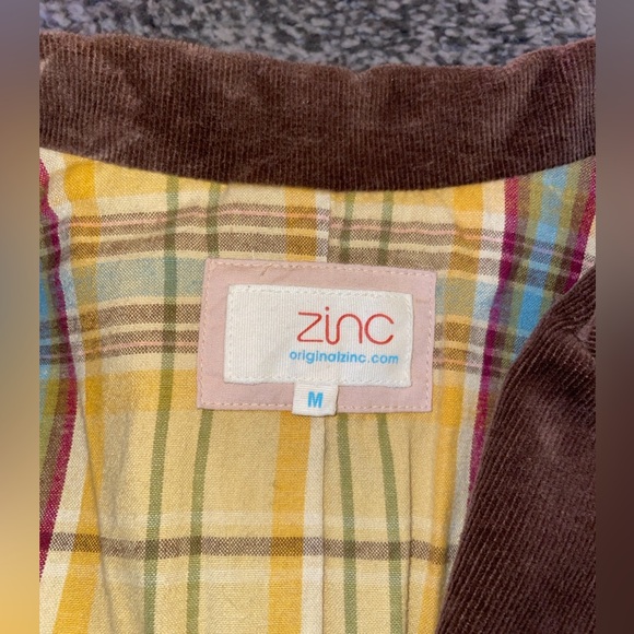 Y2K Zinc Corduroy Dark Brown Blazer Puff Shoulder Cropped Size Medium - Picture 3 of 12